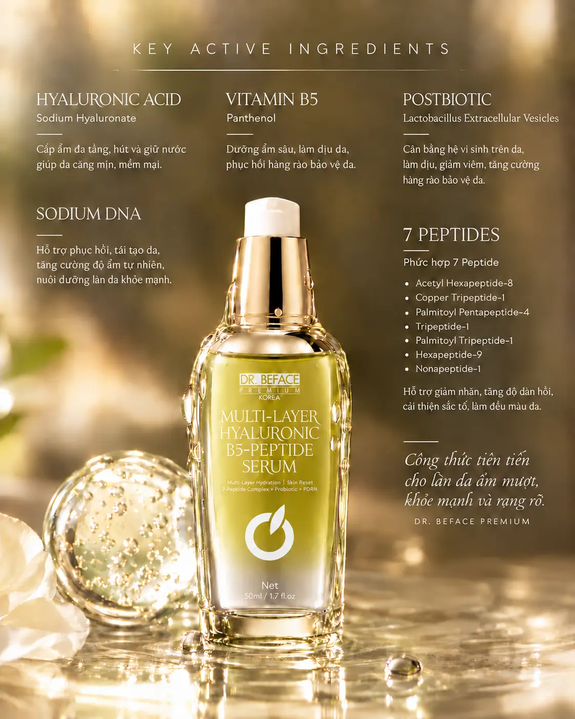 Tinh Chất Dr. Beface Premium Multi-Layer Hyaluronic B5 Peptide Serum - Ảnh 5