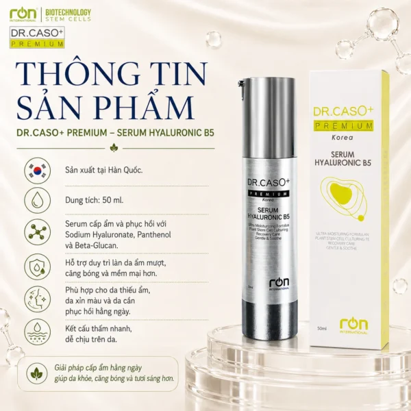 Tinh chất siêu cấp ẩm và làm sáng da công nghệ sinh học DR.CASO+ PREMIUM Hyaluronic B5 Serum - Ảnh 6