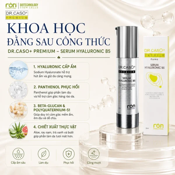 Tinh chất siêu cấp ẩm và làm sáng da công nghệ sinh học DR.CASO+ PREMIUM Hyaluronic B5 Serum - Ảnh 5