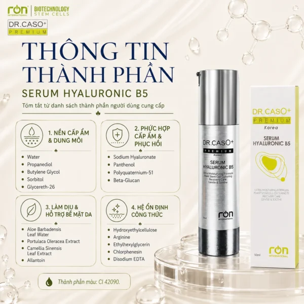Tinh chất siêu cấp ẩm và làm sáng da công nghệ sinh học DR.CASO+ PREMIUM Hyaluronic B5 Serum - Ảnh 4