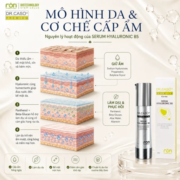 Tinh chất siêu cấp ẩm và làm sáng da công nghệ sinh học DR.CASO+ PREMIUM Hyaluronic B5 Serum - Ảnh 3