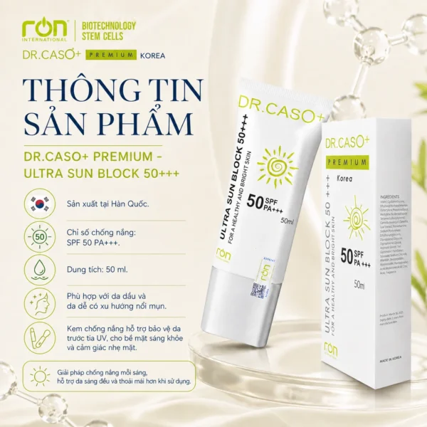 Kem chống nắng DR.CASO+ PREMIUM Ultra Sun Block SPF 50+ PA++++ - Ảnh 8