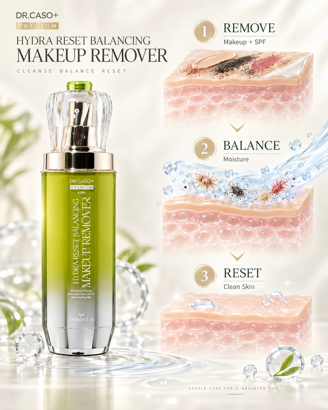 Nước tẩy trang đa tầng DR.CASO+ PREMIUM® Hydra Reset Balancing Makeup Remover