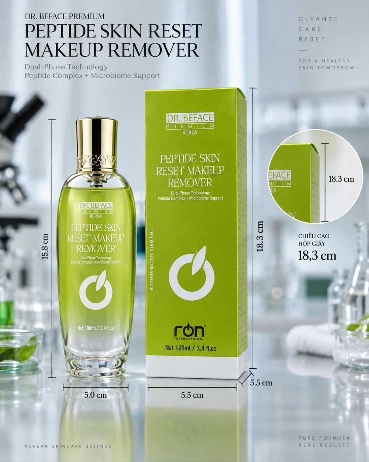 Nước tẩy trang peptide DR.BEFACE PREMIUM® Peptide Skin Reset Makeup Remover - Ảnh 2